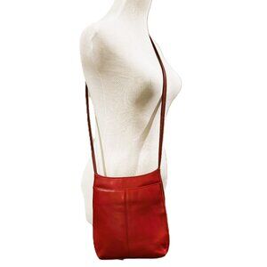 Jones of New York Leather Crossbody Bag Red